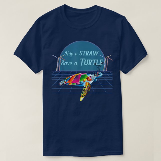 Colourful Sea Turtle Sea Hawaiian Skip A Straw Sav T-Shirt (Design Front)