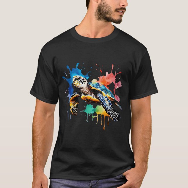 Colourful Sea Turtle  T-Shirt (Front)