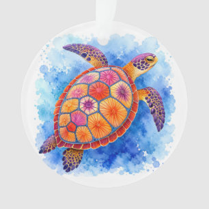 Colourful Sea Turtle Underwater Ocean Ornament