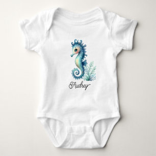 Colourful Seahorse Baby Bodysuit