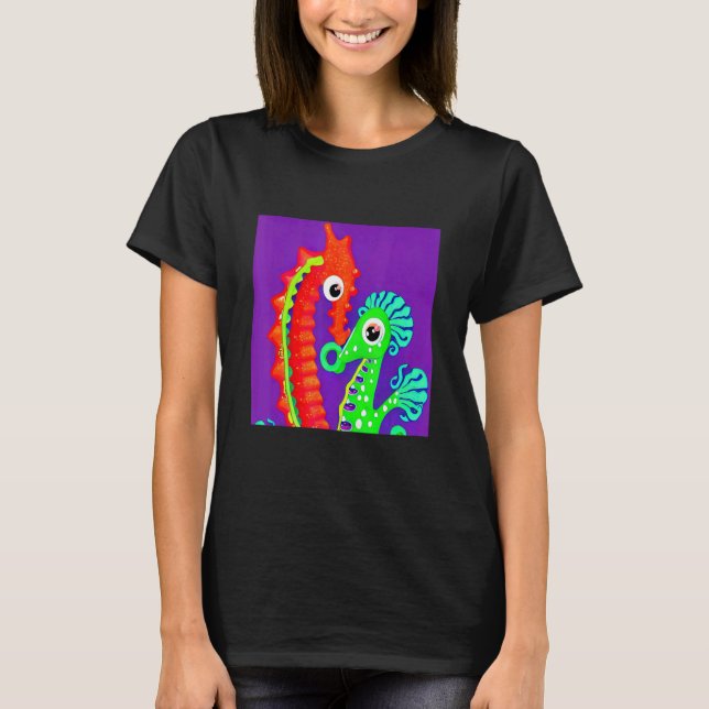 Colourful Seahorse For Men Women Sea Creatures T-Shirt (Front)