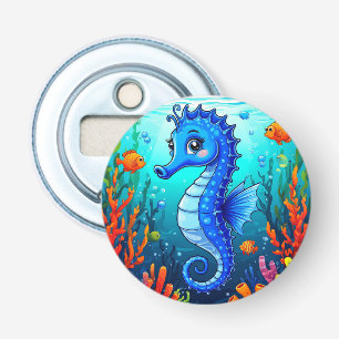 Colourful Seahorse in a Vibrant Coral Reef Bottle Opener