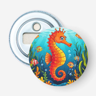 Colourful Seahorse in a Vibrant Coral Reef Bottle Opener