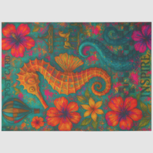 Colourful Seahorse Nautical Tropical Ocean Inspire Tissue Paper