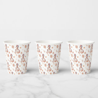 Colourful Seahorse Ocean Pattern Paper Cups