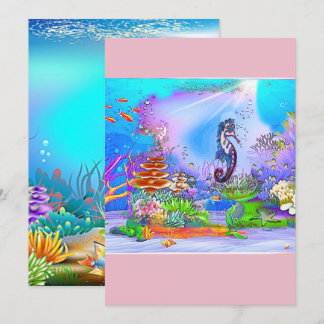 Colourful seahorse personalised card