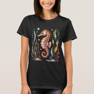 Colourful Seahorse with Sea Plants T-Shirt