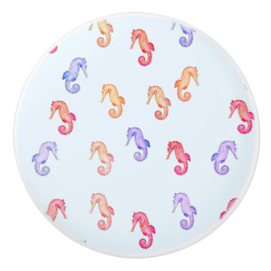 Colourful Seahorses Pattern Ceramic Knob