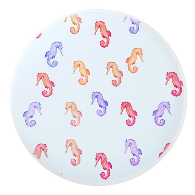 Colourful Seahorses Pattern   Ceramic Knob (Front)