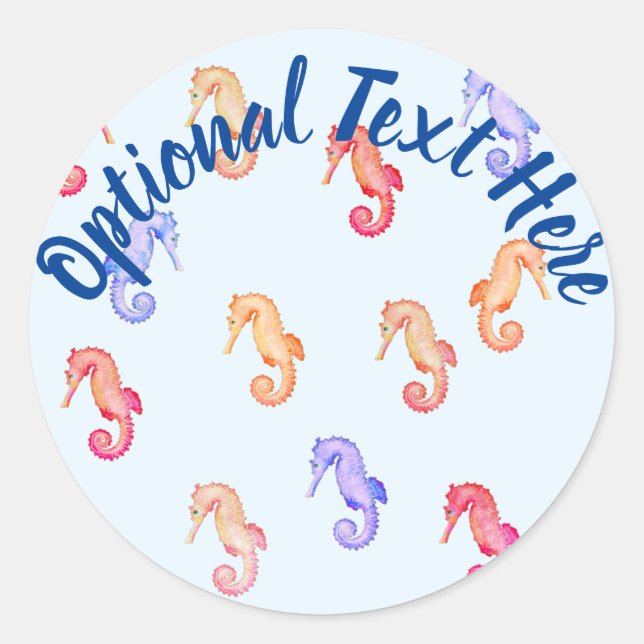 Colourful Seahorses Pattern   Classic Round Sticker (Front)