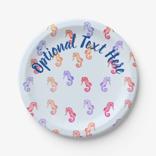 Colourful Seahorses Pattern   Paper Plate (Front)
