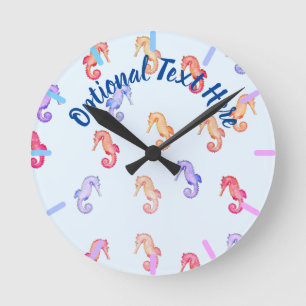 Colourful Seahorses Pattern    Round Clock