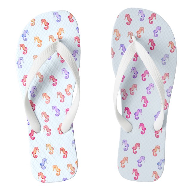 Colourful Seahorses Pattern Thongs (Footbed)
