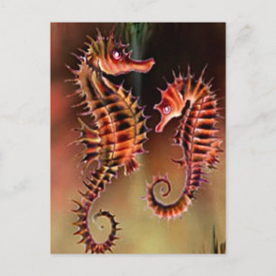 Colourful Seahorses Postcard