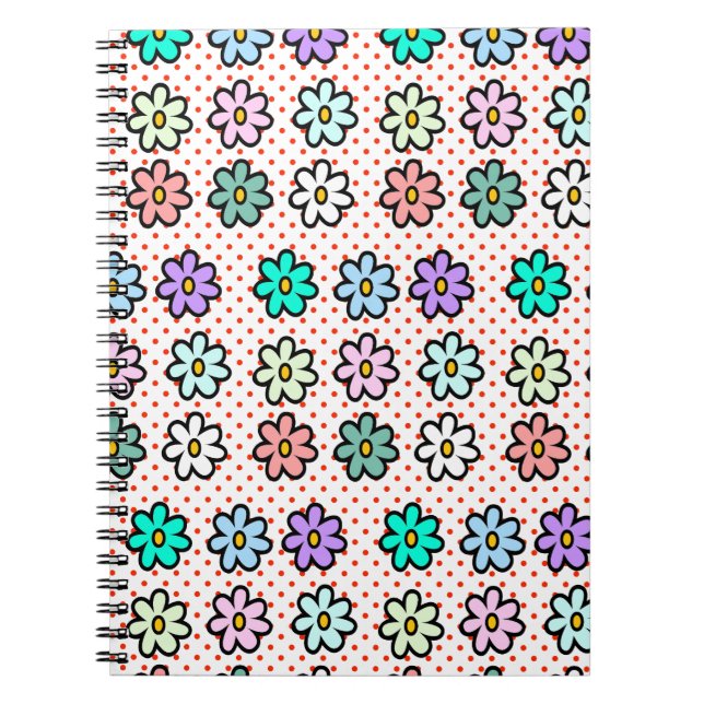 Colourful Seamless daisy Pattern notebook (Front)