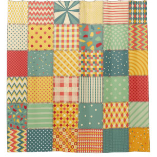 Colourful seamless patchwork pattern with abstract shower curtain