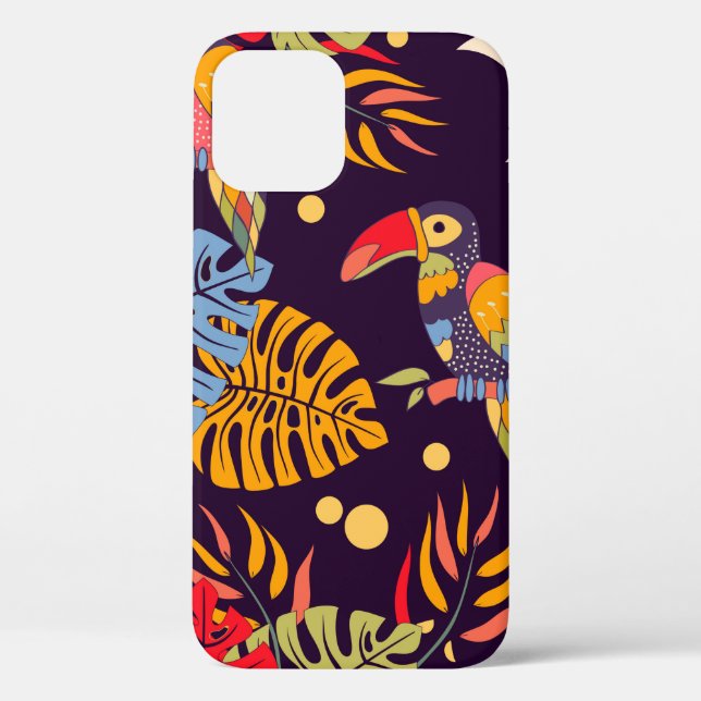 Colourful seamless pattern, exotic birds and plant Case-Mate iPhone case (Back)