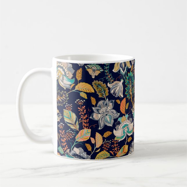 Colourful seamless pattern. Floral background. Flo Coffee Mug (Left)