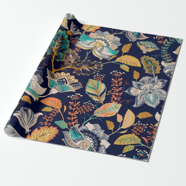 Colourful seamless pattern. Floral background. Flo Wrapping Paper (Unrolled)