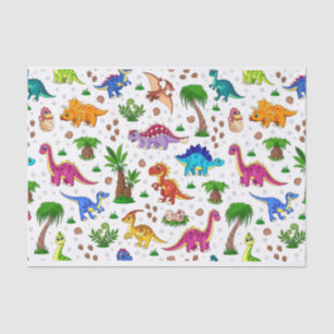 Colourful Seamless Pattern Jurassic Dinosaur Tissue Paper