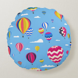 Colourful seamless pattern with air balloons and c round cushion