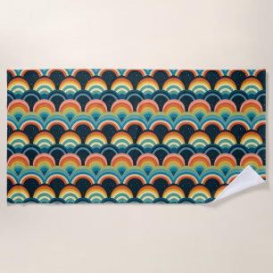 Colourful Seamless Pattern with Rainbows and Stars Beach Towel