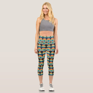 Colourful Seamless Pattern with Rainbows and Stars Capri Leggings