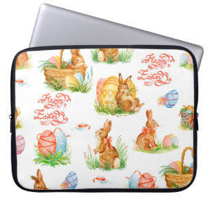 Colourful seamless pattern with spring easter conc laptop sleeve