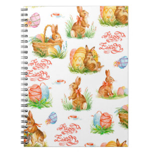 Colourful seamless pattern with spring easter conc notebook
