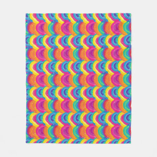 Colourful Seamless Rainbow and Wave Pattern Fleece Blanket