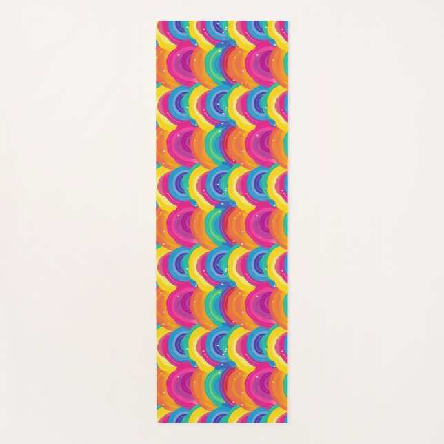 Colourful Seamless Rainbow and Wave Pattern Yoga Mat (Front)