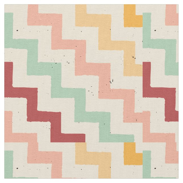 Colourful Seamless Zig-Zag Or Chevron Pattern Fabric (Close Up)