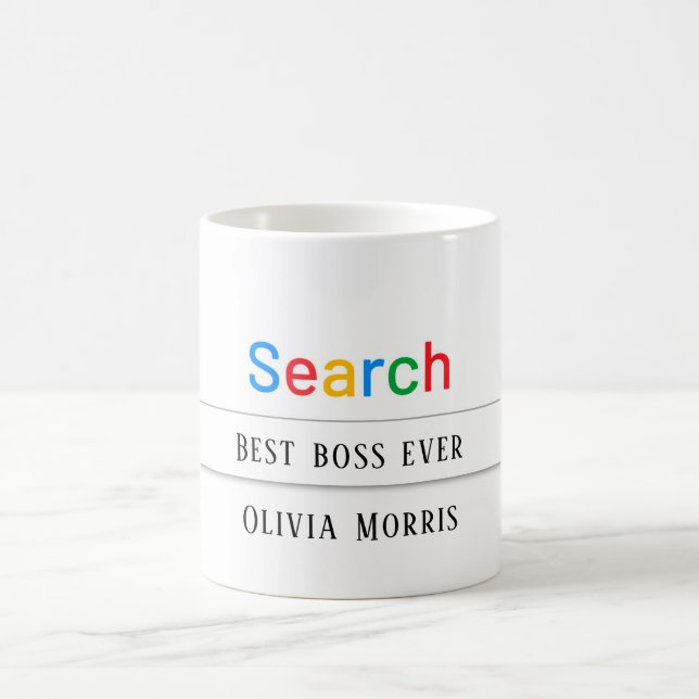 Colourful Search Best Boss Ever Custom Coffee Mug (Center)