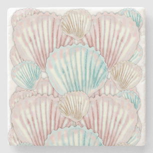 Colourful Seashell Cluster Stone Coaster