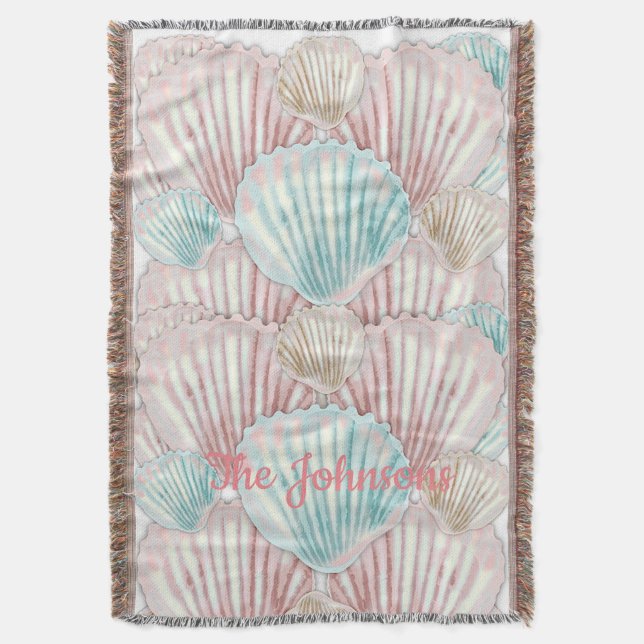 Colourful Seashell Cluster Throw Blanket (Front Vertical)