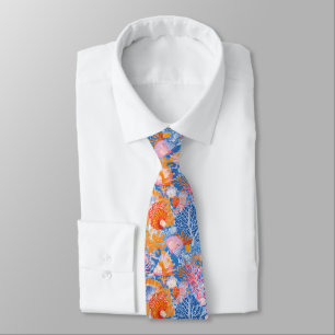 Colourful Seashell Coral Turquoise Purple Ocean Tie
