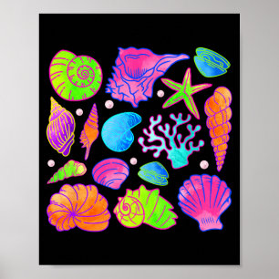 Colourful Seashells And Starfish Design Fun Poster