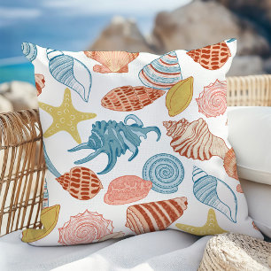 Colourful Seashells Beach Summer Cushion