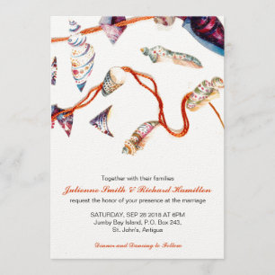 Colourful Seashells Beach Wedding Invitations