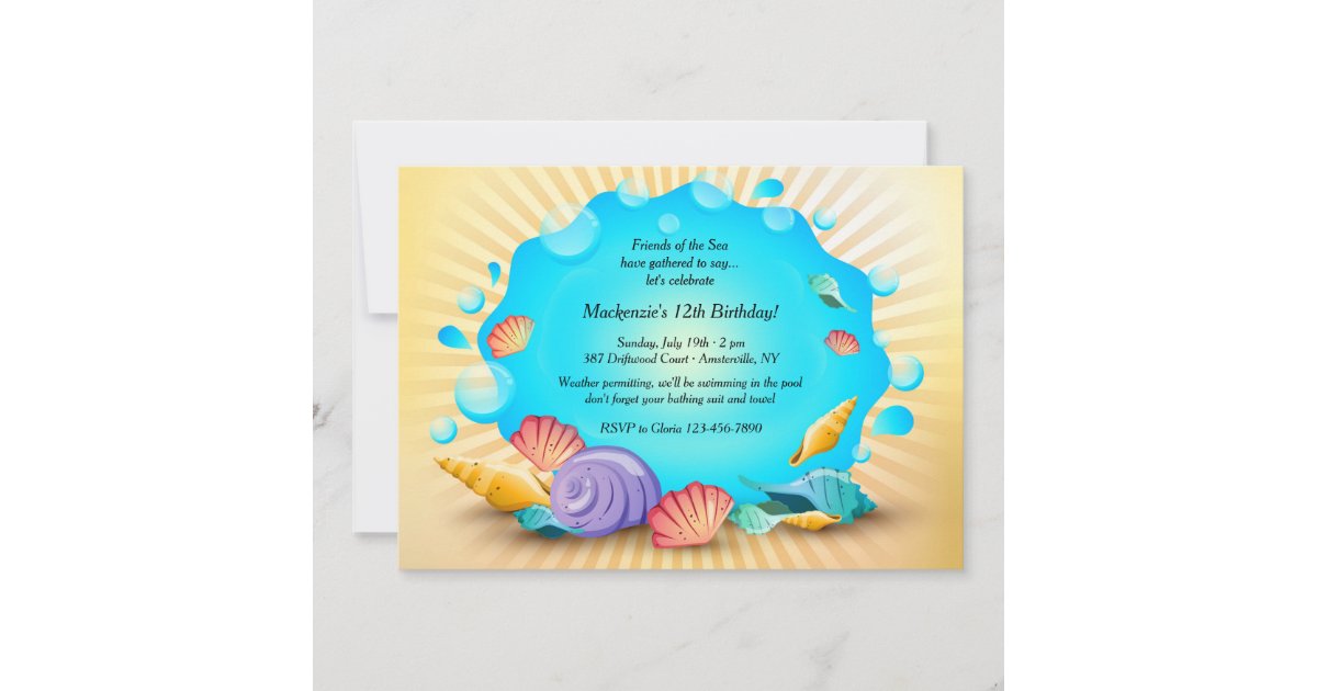 Colourful Seashells Invitation | Zazzle
