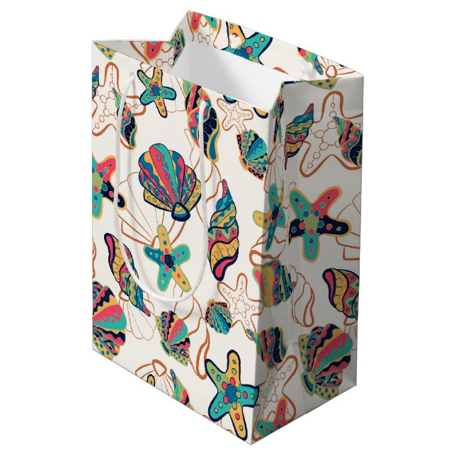 Colourful seashells medium gift bag (Back Angled)