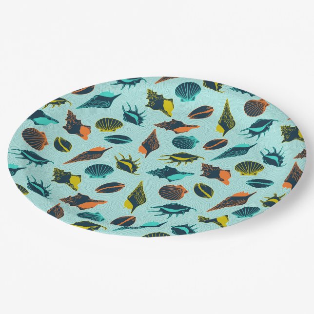 Colourful seashells paper plate (Angled)