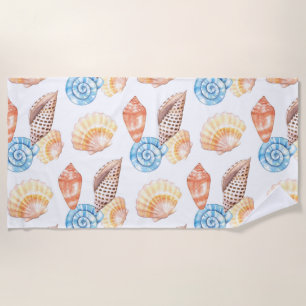 Colourful Seashells Pattern Beach Towel