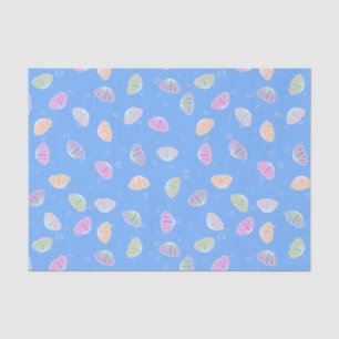 Colourful Seashells Pattern Light Blue Tissue Paper