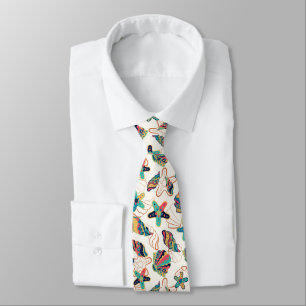 Colourful seashells pattern tie