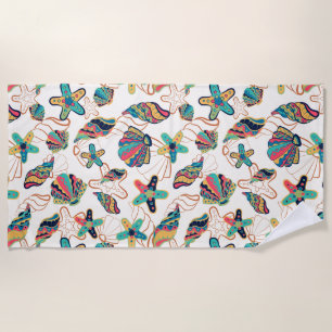 Colourful Seashells seamless pattern Beach Towel