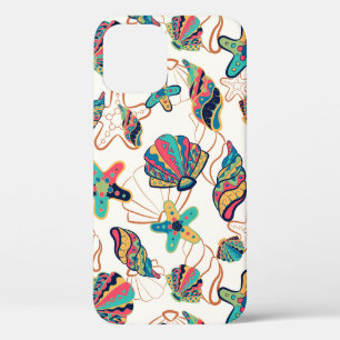 Colourful seashells seamless pattern iPhone 12 case