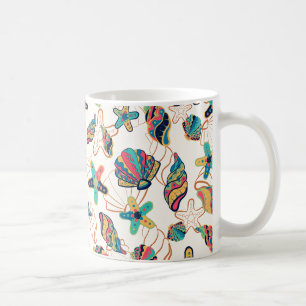 Colourful seashells seamless pattern coffee mug