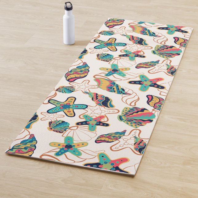 Colourful Seashells Seamless Pattern Yoga Mat (In Situ)