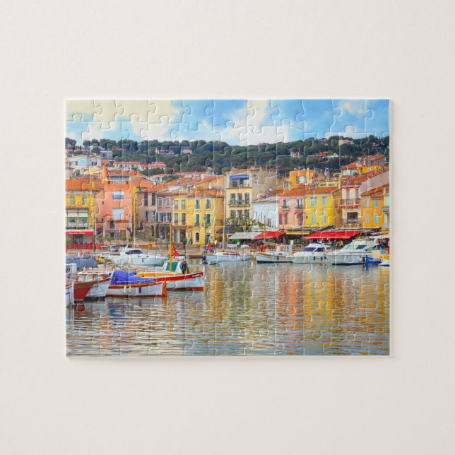 Colourful Seaside Buildings Boats Marseille France Jigsaw Puzzle (Horizontal)